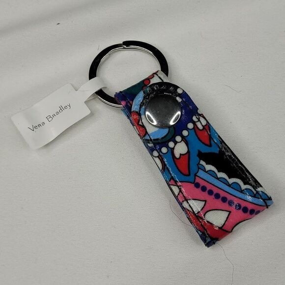 NEW VERA BRADLEY Haymarket Paisley loop snap valet ring Keychain BLUE PINK NWT - Picture 1 of 4